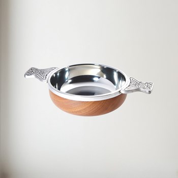 Large Wood and pewter Quaich