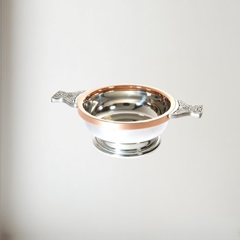 Medium Copper Rim Pewter Quaich Copper Rim Pewter Quaich