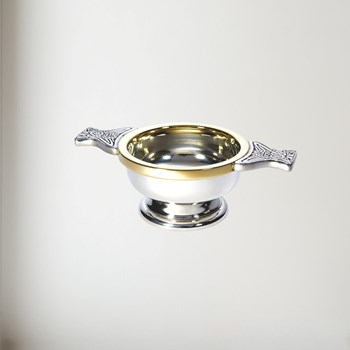 Small Brass Rim Pewter Quaich Small Brass Rim Pewter Quaich