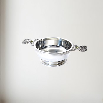 Birthstone pewter quaich August with Peridot stones