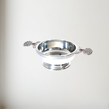 Birthstone Pewter Quaich January With Garnet Stones Birthstone pewter quaich January with Garnet Stones