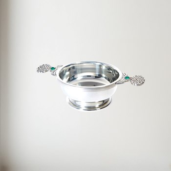 Birthstone Pewter Quaich May With Emerald Stones Birthstone pewter quaich May with Emerald Stones