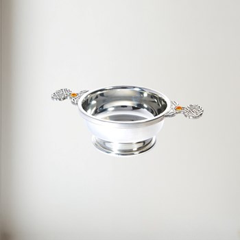 Birthstone pewter quaich November with Topaz Stones