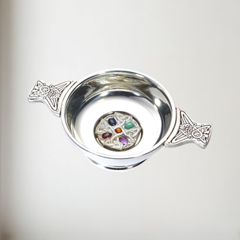 Standard gem cross pewter quaich
