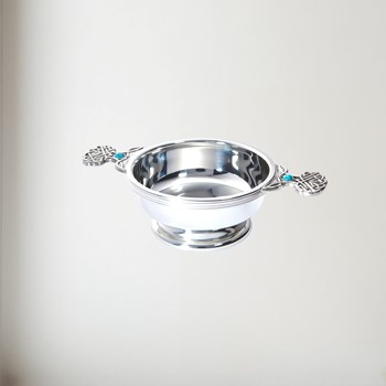 Birthstone Pewter Quaich December With Turquoise Stones Birthstone Pewter Quaich December With Turquoise Stones