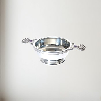 Birthstone pewter quaich February with Amethyst Stones