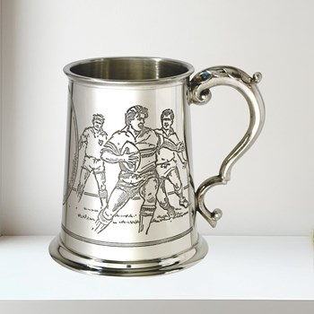 Rugby Scene One Pint Pewter Tankard Rugby Scene One Pint Pewter Tankard