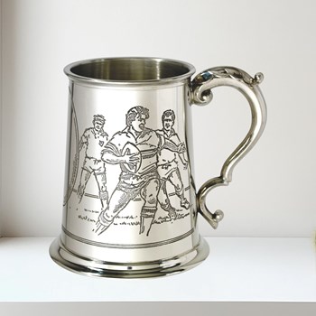 Rugby Scene One Pint Pewter Tankard Rugby Scene One Pint Pewter Tankard