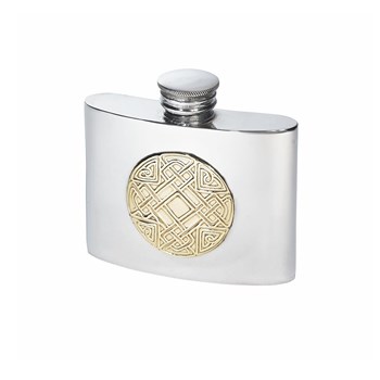 2oz Celtic Gold  Pewter Kidney Hip  Flask