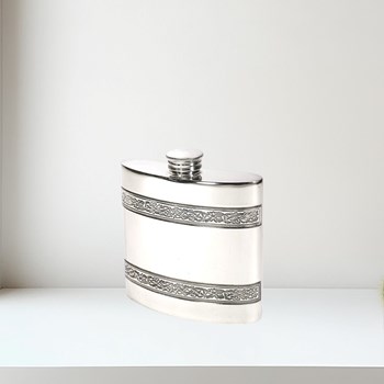 4oz Horizontal Celtic Bands Pewter Kidney Hip Flask