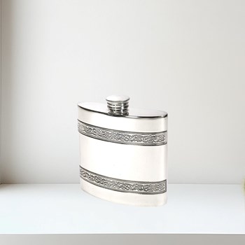4oz Horizontal Celtic Bands Pewter Kidney Hip Flask 4oz Horizontal Celtic Bands Pewter Kidney Hip Flask