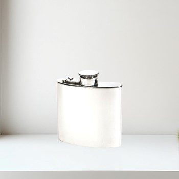 4oz Plain Pewter Kidney Hip Flask With Captive Top 4oz Plain Pewter Kidney Hip Flask with Captive Top