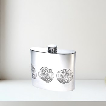 6oz Charles Rennie Mackintosh Rose Pewter Kidney Hip Flask