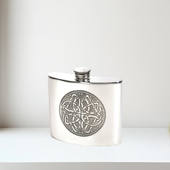 6oz Pewter Celtic circle kidney hip flask