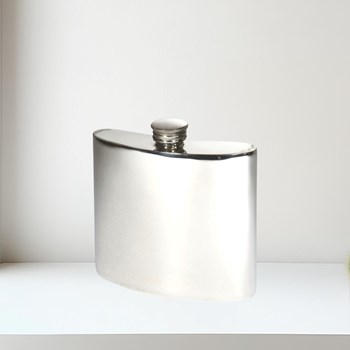 6oz Plain pewter kidney hip flask