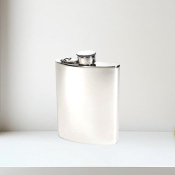 6oz plain pewter Kidney hipFlask with Captive Top