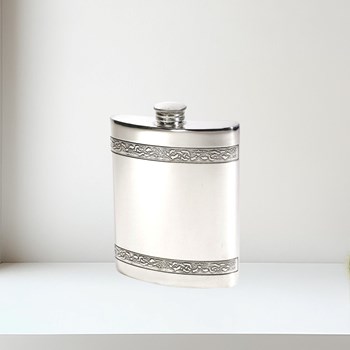 6oz Horizontal Celtic Bands Pewter Kidney Hip Flask 6oz Horizontal Celtic Bands pewter kidney hip flask