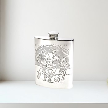 6oz Football Scene Pewter Kidney Hip Flask 6oz Football Scene pewter kidney hip Flask