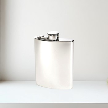 6oz plain pewter Kidney hipFlask with Captive Top