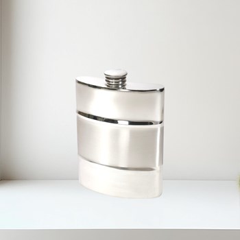 Part Satin 6oz Pewter Kidney Hip Flask