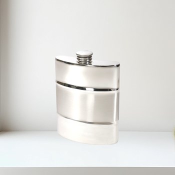 Part Satin 6oz Pewter Kidney Hip Flask