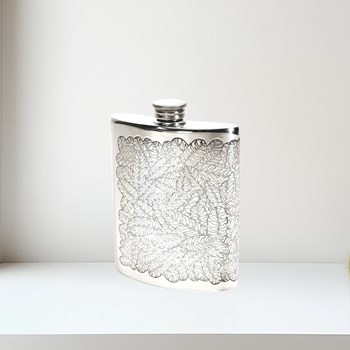 6oz Tiger Leaf Pewter Kidney Flask 6oz Tiger Leaf Pewter Kidney Flask