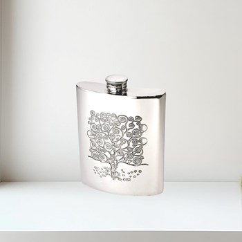 6oz Tree of Life Tree Pewter kidney Hip Flask