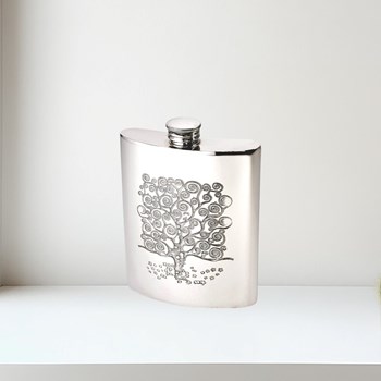 6oz Tree of Life Tree Pewter kidney Hip Flask