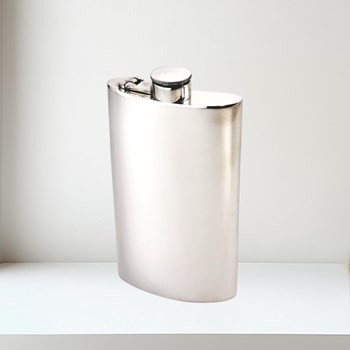 8oz plain Pewter Kidney Hip Flask with Captive Top
