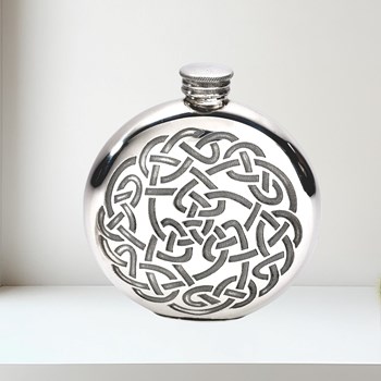 6oz Round Pewter Celtic Knot Flask 6oz round pewter celtic knot flask