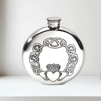 6oz Round Claddagh Pewter Flask 6oz Round claddagh Pewter flask