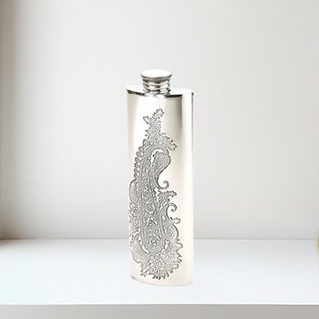 3oz Single Paisley Pewter Purse Flask 3oz Single Paisley Pewter Purse Flask