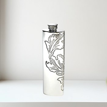 3oz Acanthus Pattern Pewter Purse Flask
