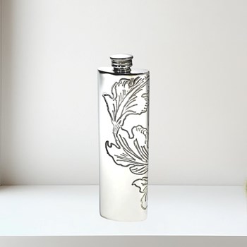 Acanthus Pattern Pewter Purse Flask 3oz Acanthus Pattern Pewter Purse Flask