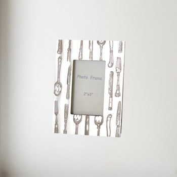 Knife Fork Spoon Pewter 2"X3" Mini Picture Frame