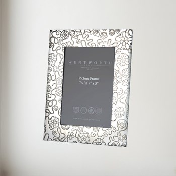 Large Yorkshire Rose 7"x5" Pewter Picture Frame
