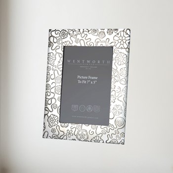 Large Yorkshire Rose 7"x5" Pewter Picture Frame