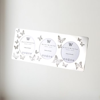 Butterfly Pewter Triple Picture Frame Butterfly Pewter Triple Picture Frame