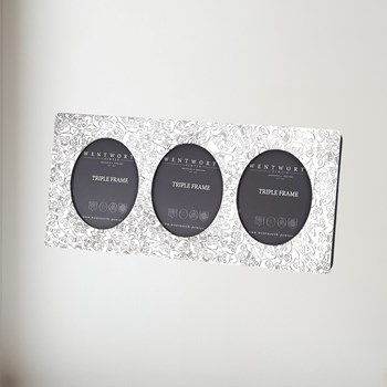 Love Skull Pewter Triple Picture Frame