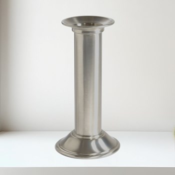Large Pillar Antique Finish Pewter Candle Holder