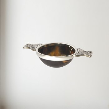 100mm Horn And Pewter Quaich 70104 4" horn and pewter quaich