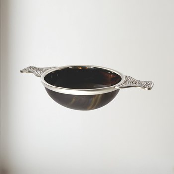 160mm Horn And Pewter Quaich Extra Large horn and pewter quaich bowl