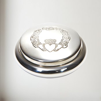 Round Claddagh Pewter Georgian Trinket Box