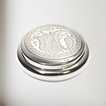 Paisley round pewter trinket box