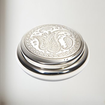 Paisley round pewter trinket box