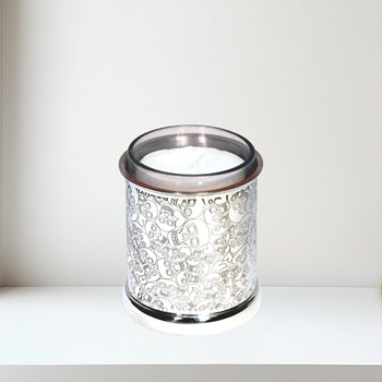 Love Skull pewter candle votive