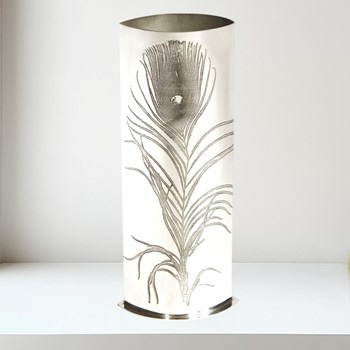 Large Peacock Pewter Vase