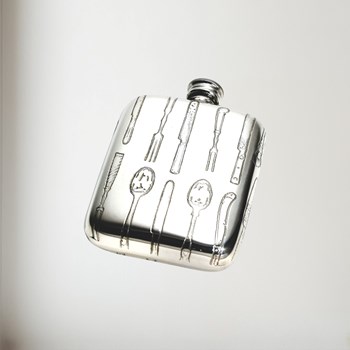 Knife fork spoon 4oz pewter pocket flask