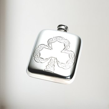 4oz Shamrock Pewter Pocket Flask 4oz Shamrock pewter pocket flask