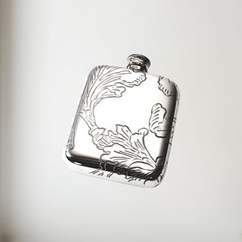 Acanthus Pattern Pewter Pocket Flask Acanthus Pattern Pewter Pocket Flask